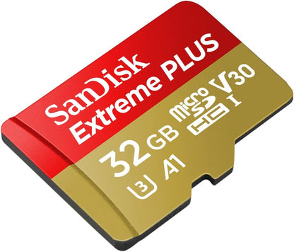 SanDisk Extreme Plus 32 GB MicroSDHC Memory Card, SD Adapter With A1 App Performance And Rescue Pro Deluxe, Up to 95 MB/s, Class 10, UHS-I, U3, V30 32 GB Extreme Plus microSD