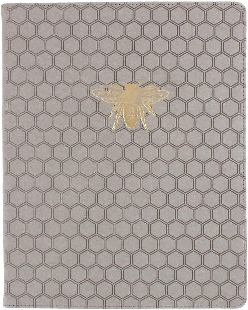 Eccolo World Traveler Desk Size Journal, 256 Lined Page Notebook, 8-x-10-inch, Grey Bee