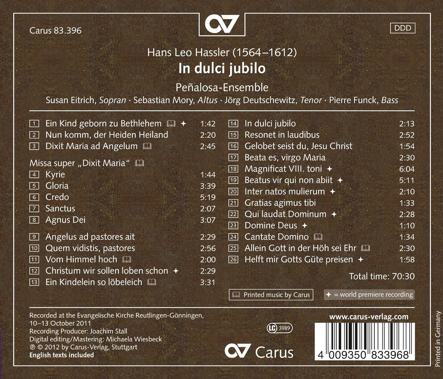 Hans Leo Hassler: In dulci jubilo