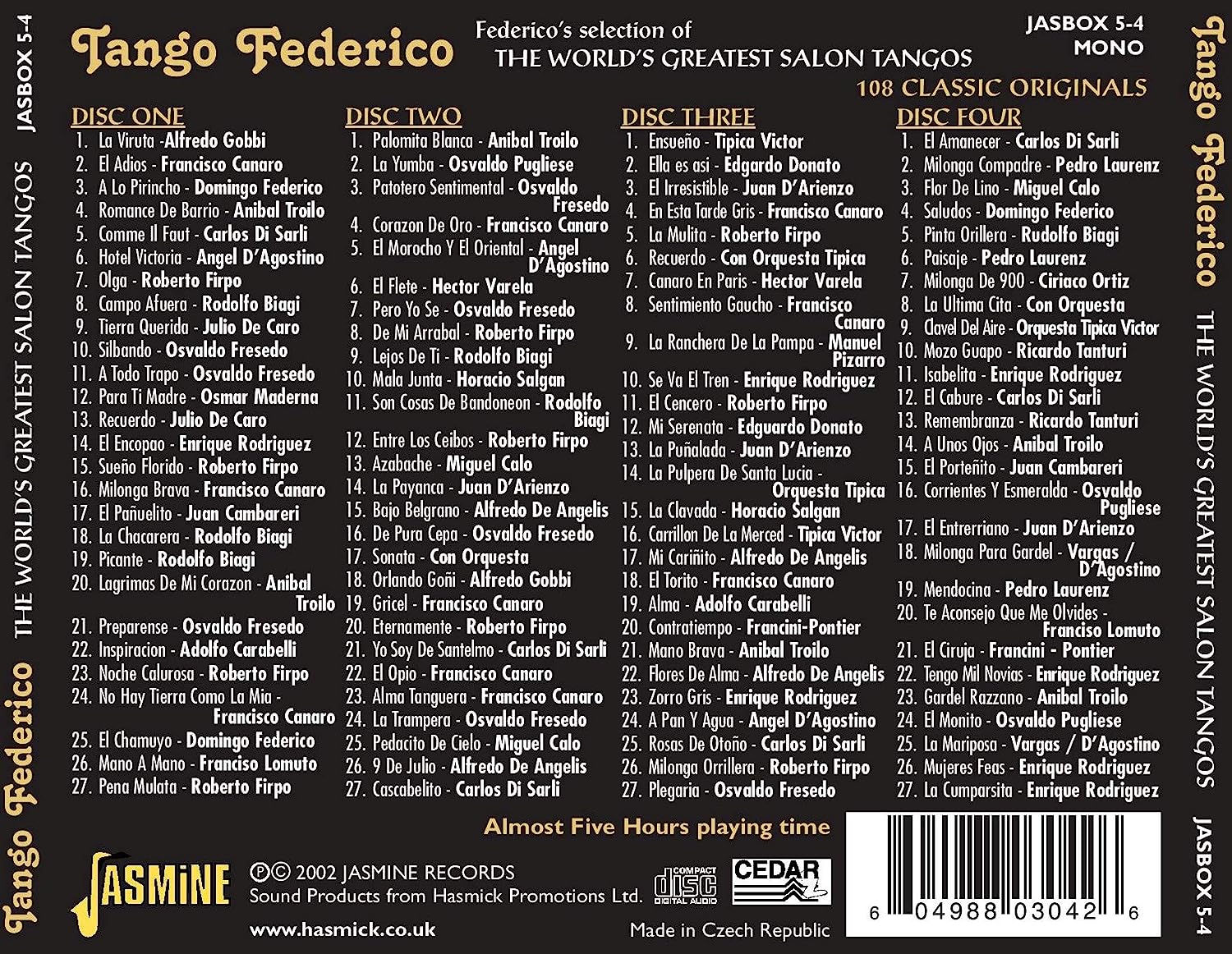 Federicos Selection of the the Worlds Greatest Salon Tangos