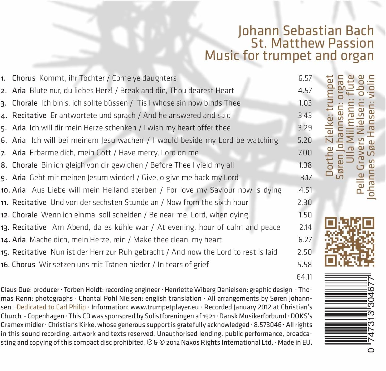 Matthäus-Passion für Trompete und Orgel
