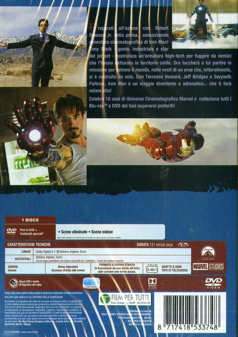 Iron Man 10° Anniversario Marvel Studios dvd