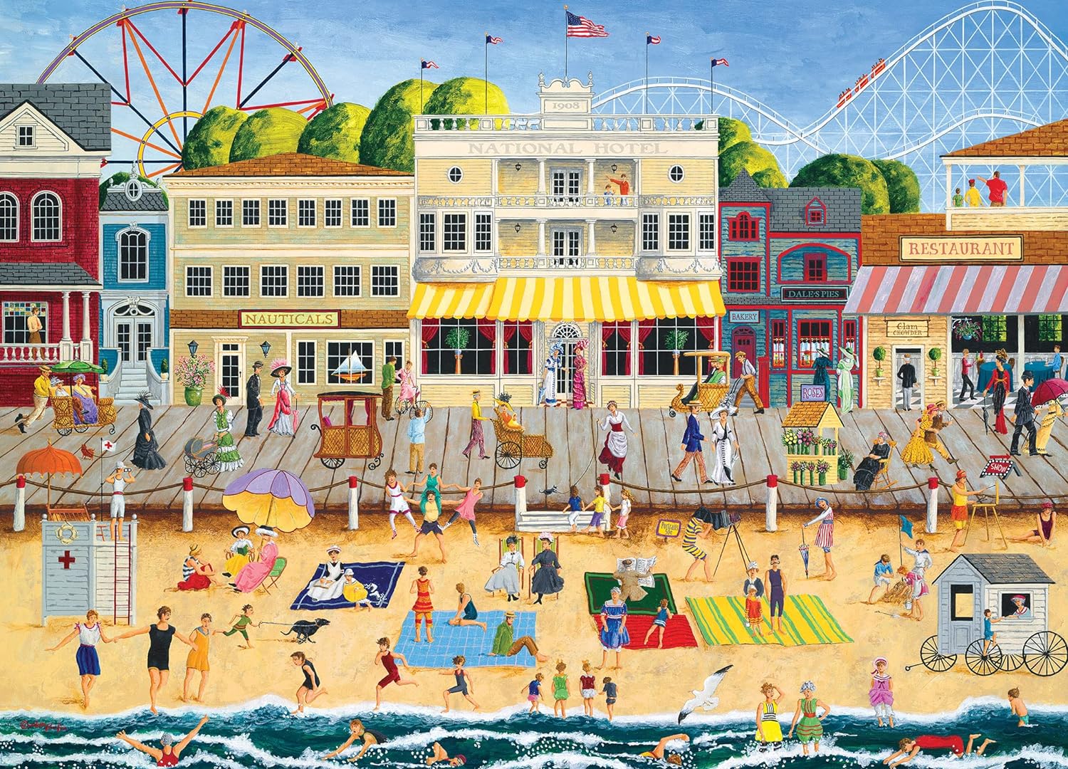 On the Boardwalk - Hometown Gallery 1000pc: One the Boardwalk