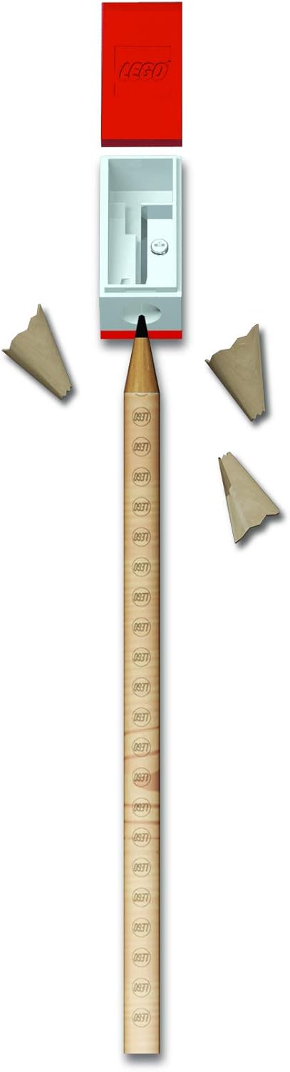 IQHK Lego Stationery Set with Minifigure - 4 Pencils, 1 Topper, 1 Pencil Sharpener, 1 Eraser