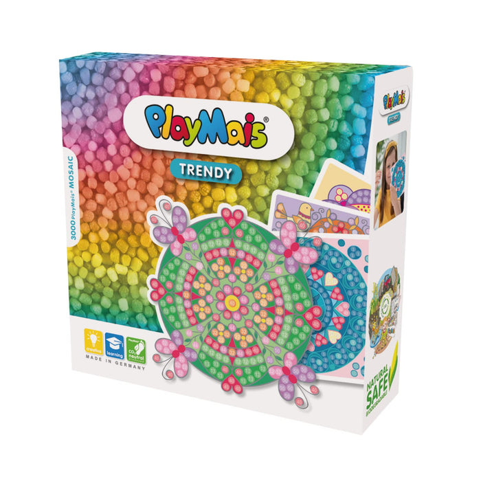 PlayMais TRENDY MOSAIC MANDALA creative craft kit for kids from 6 years | 3000 6 mosaic templates with mandalas | stimulates creativity & motor skills | natural toy
