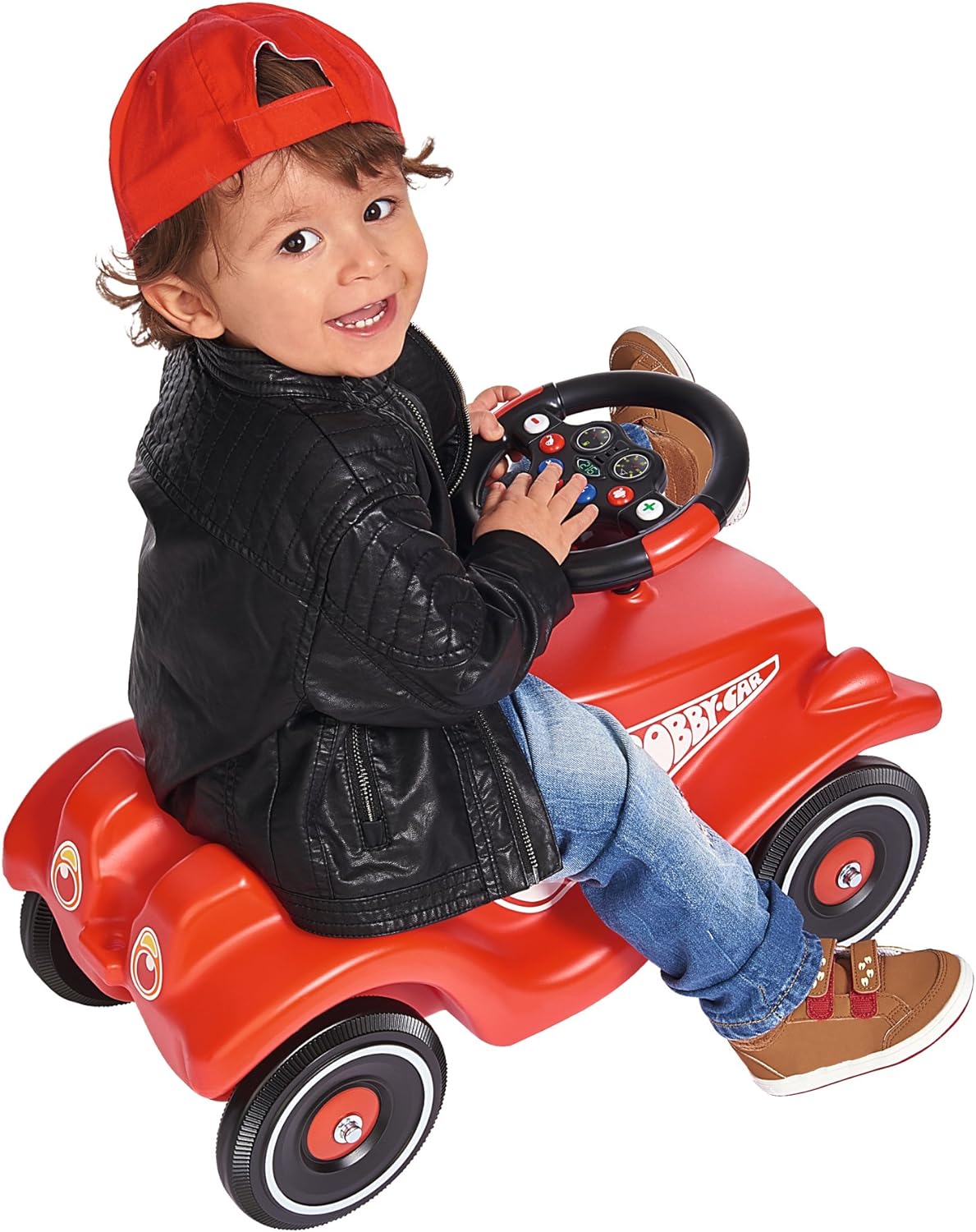 BIG - racing sound wheel - steering wheel with racing sound, for Bobby Cars built from 2010 and for BIG tractors, toy steering wheel for children over 1 year, black/red/white/blue