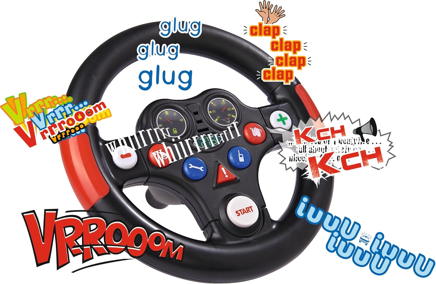 BIG - racing sound wheel - steering wheel with racing sound, for Bobby Cars built from 2010 and for BIG tractors, toy steering wheel for children over 1 year, black/red/white/blue