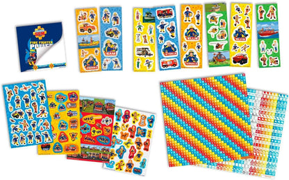 Totum Creative Kit – Fireman Sam – Sticker Box 12R + 2S + Bookl – Box of Stickers Over 1000 with Notebook