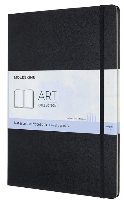 Moleskine Art Watercolor Notebook, Hard Cover, A4 (8.25" x 11.75") Plain/Blank, Black, 60 Pages