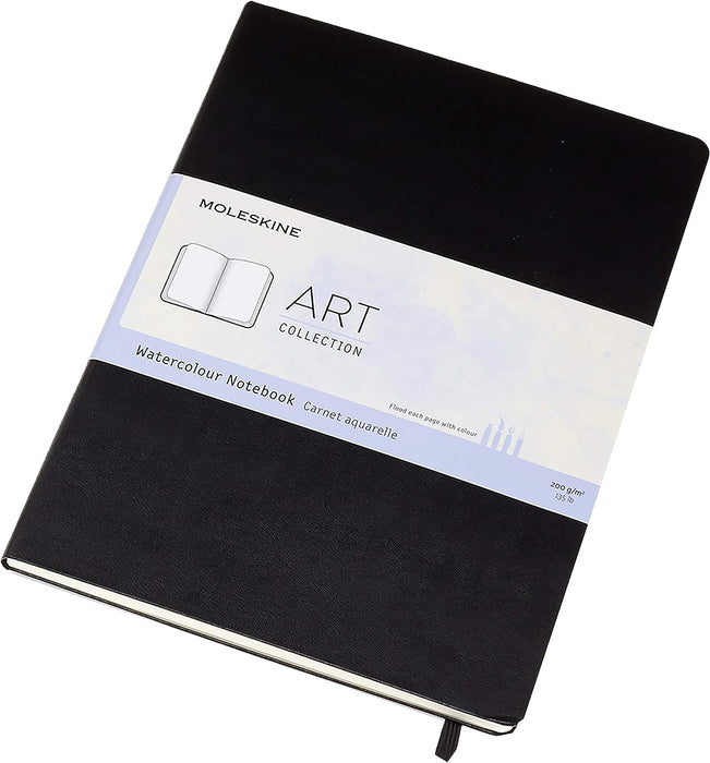 Moleskine Art Watercolor Notebook, Hard Cover, A4 (8.25" x 11.75") Plain/Blank, Black, 60 Pages