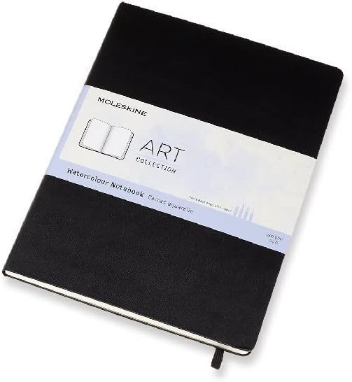 Moleskine Art Watercolor Notebook, Hard Cover, A4 (8.25" x 11.75") Plain/Blank, Black, 60 Pages