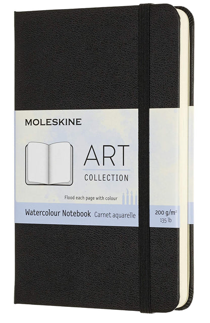 Moleskine Art Watercolor Notebook, Hard Cover, Pocket (3.5" x 5.5") Plain/Blank, Black, 60 Pages