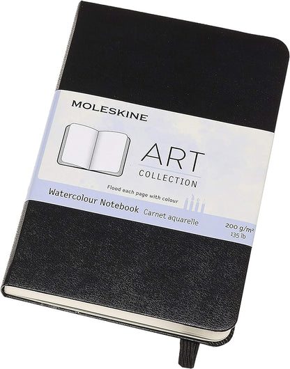 Moleskine Art Watercolor Notebook, Hard Cover, Pocket (3.5" x 5.5") Plain/Blank, Black, 60 Pages
