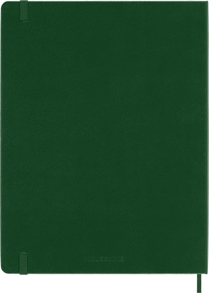 Moleskine Classic Squared Paper Notebook, Hard Cover and Elastic Closure Journal, Color Myrtle Green, Size Extra Large 19 x 25 cm, 192 Pages