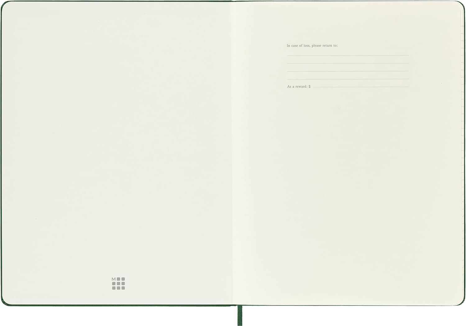 Moleskine Classic Squared Paper Notebook, Hard Cover and Elastic Closure Journal, Color Myrtle Green, Size Extra Large 19 x 25 cm, 192 Pages