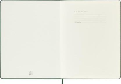 Moleskine Classic Squared Paper Notebook, Hard Cover and Elastic Closure Journal, Color Myrtle Green, Size Extra Large 19 x 25 cm, 192 Pages