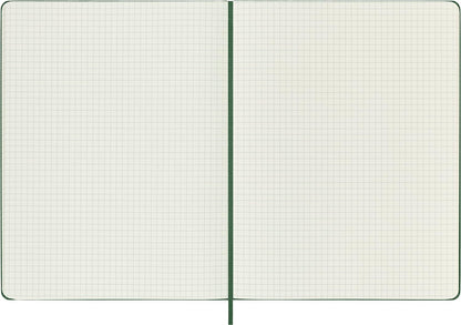 Moleskine Classic Squared Paper Notebook, Hard Cover and Elastic Closure Journal, Color Myrtle Green, Size Extra Large 19 x 25 cm, 192 Pages