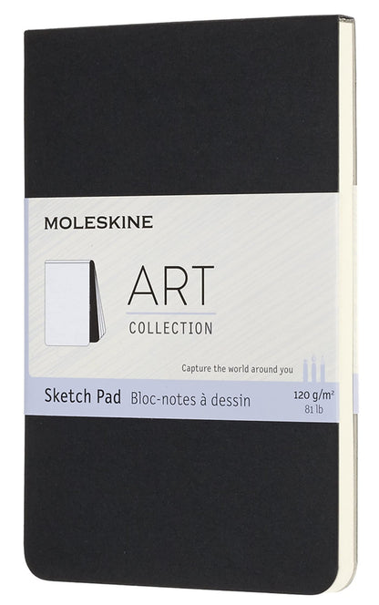Moleskine 9 x 14 cm Pocket Size Art Sketchbook, Paper for Pencils, Charcoal, Pens, Fountain Pens and Markers Soft Cover, Colour Black, 48 Pages