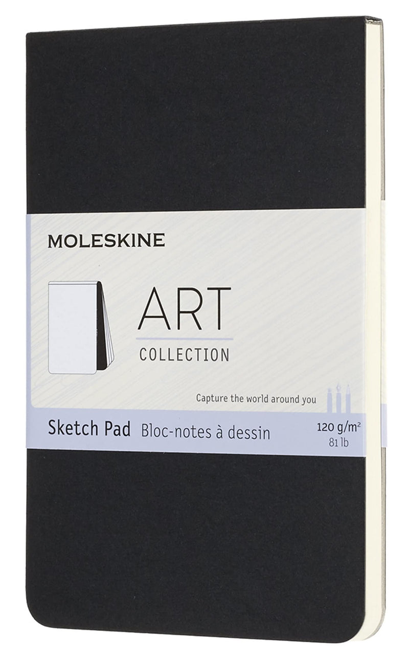 Moleskine 9 x 14 cm Pocket Size Art Sketchbook, Paper for Pencils, Charcoal, Pens, Fountain Pens and Markers Soft Cover, Colour Black, 48 Pages