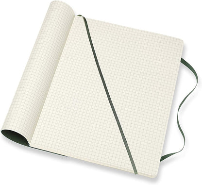 Moleskine Classic Squared Paper Notebook - Soft Cover and Elastic Closure Journal - Color Myrtle Green - X- Large 19 x 25 A4 - 192 Pages
