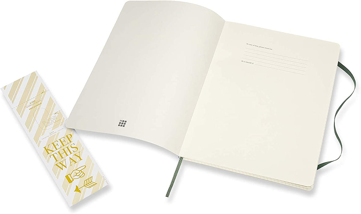 Moleskine Classic Squared Paper Notebook - Soft Cover and Elastic Closure Journal - Color Myrtle Green - X- Large 19 x 25 A4 - 192 Pages