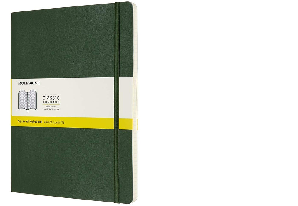 Moleskine Classic Squared Paper Notebook - Soft Cover and Elastic Closure Journal - Color Myrtle Green - X- Large 19 x 25 A4 - 192 Pages