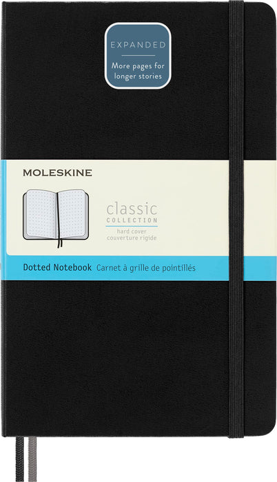 Moleskine - Classic Expanded Dotted Paper Notebook - Hard Cover and Elastic Closure Journal - Color Black - Size Large 13 x 21 A5 - 400 Pages