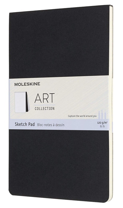 Moleskine 13 x 21 cm Large Size Art Sketchbook, Paper for Pencils, Charcoal, Pens, Fountain Pens and Markers Soft Cover, Colour Black, 48 Pages