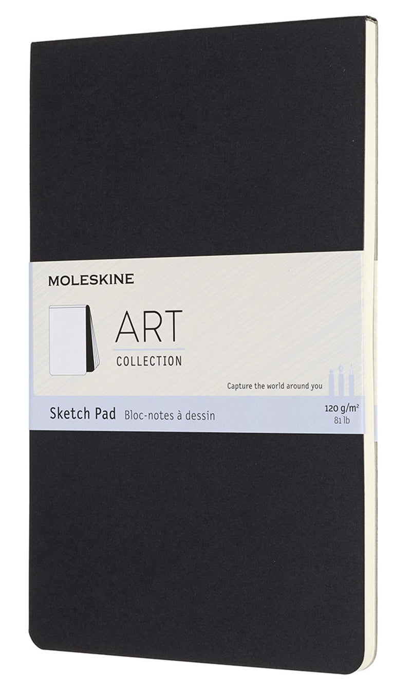 Moleskine 13 x 21 cm Large Size Art Sketchbook, Paper for Pencils, Charcoal, Pens, Fountain Pens and Markers Soft Cover, Colour Black, 48 Pages