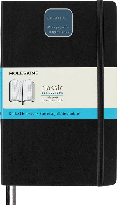 Moleskine - Classic Expanded Dotted Paper Notebook - Soft Cover and Elastic Closure Journal - Color Black - Size Large 13 x 21 A5 - 400 Pages
