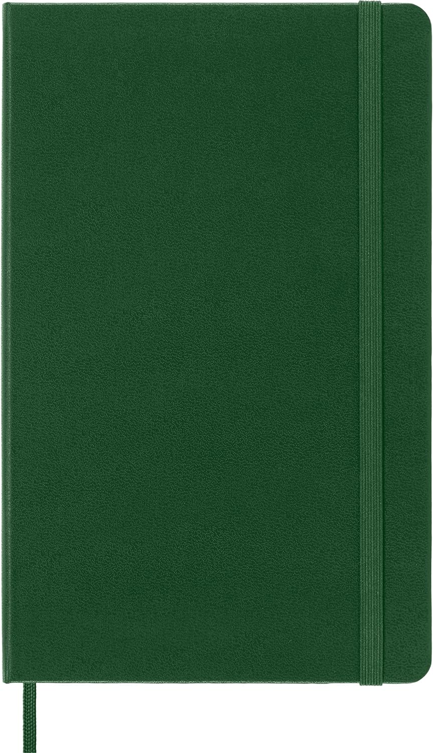Moleskine Classic Dotted Paper Notebook, Hard Cover and Elastic Closure Journal, Color Myrtle Green, Size Large 13 x 21 cm, 240 Pages