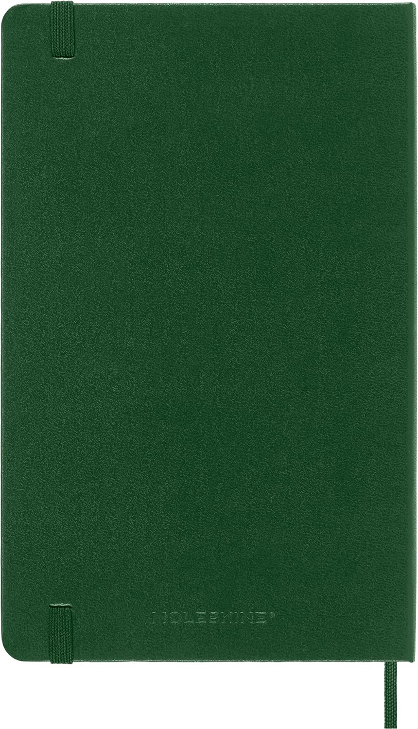 Moleskine Classic Dotted Paper Notebook, Hard Cover and Elastic Closure Journal, Color Myrtle Green, Size Large 13 x 21 cm, 240 Pages