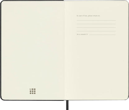 Moleskine Classic Ruled Paper Notebook, Hard Cover and Elastic Closure Journal, Color Black, Size Medium 11.5 x 18 cm, 208 Pages