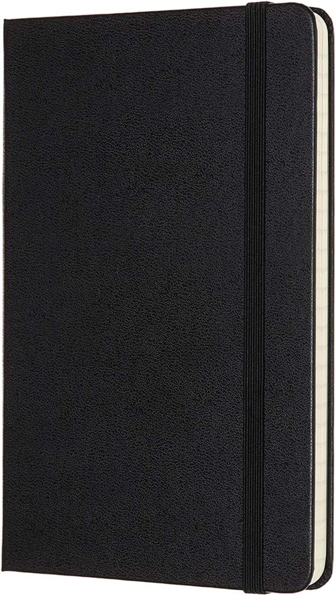 Moleskine Classic Ruled Paper Notebook, Hard Cover and Elastic Closure Journal, Color Black, Size Medium 11.5 x 18 cm, 208 Pages