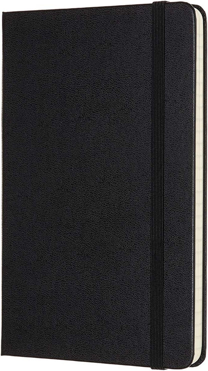 Moleskine Classic Ruled Paper Notebook, Hard Cover and Elastic Closure Journal, Color Black, Size Medium 11.5 x 18 cm, 208 Pages