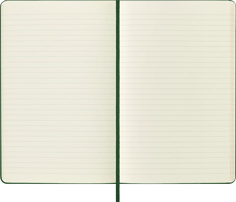 Moleskine Classic Ruled Paper Notebook, Hard Cover and Elastic Closure Journal, Color Myrtle Green, Size Large 13 x 21 cm, 240 Pages