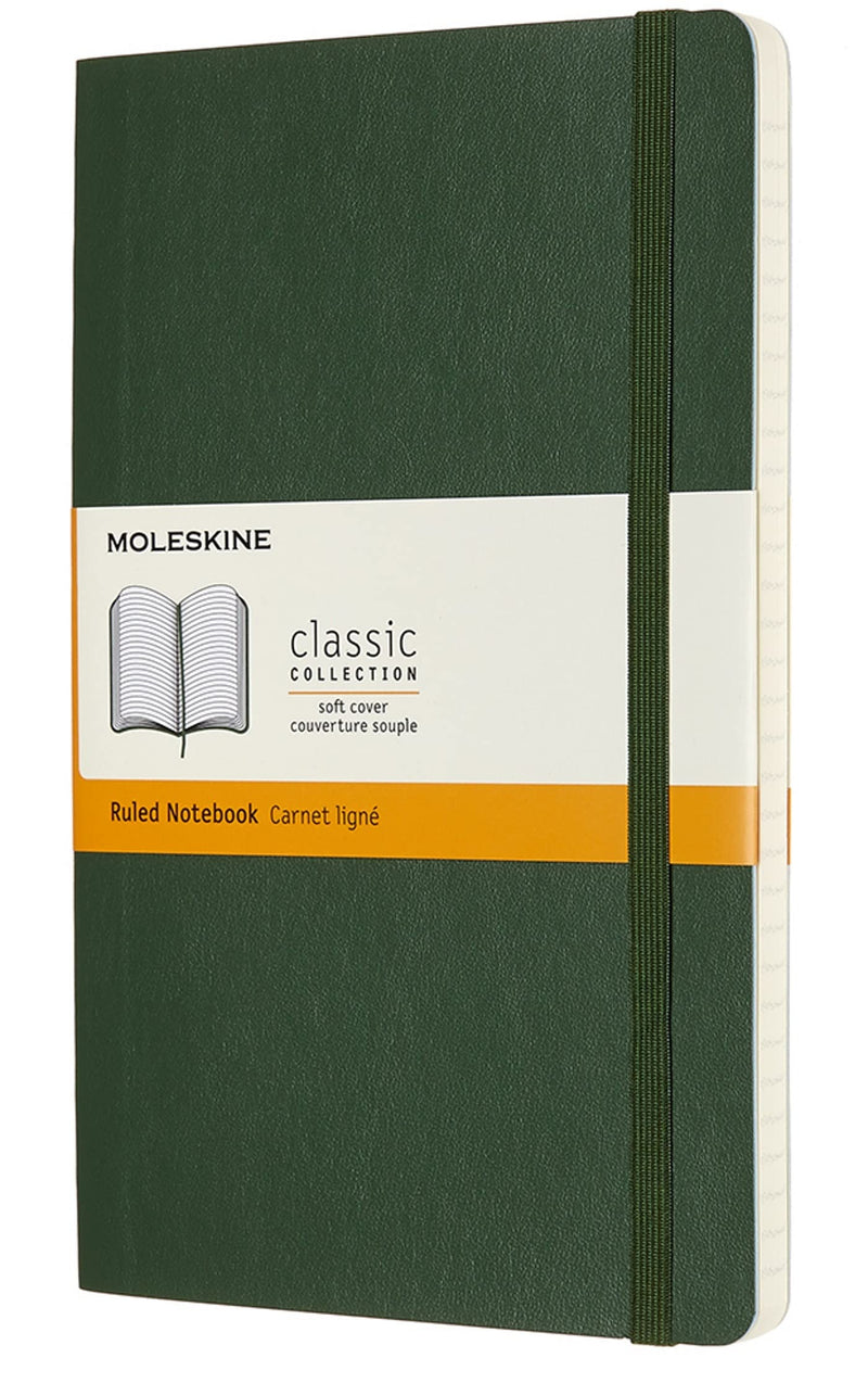 Moleskine Classic Notebook, Soft Cover, Large (5" x 8.25") Ruled/Lined, Myrtle Green, 192 Pages