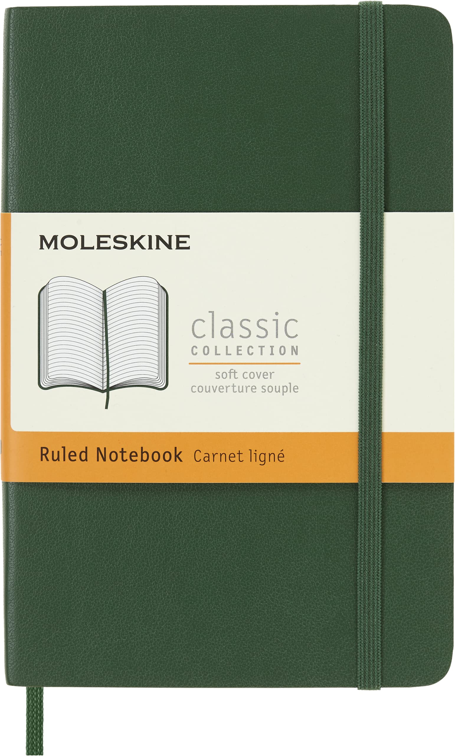 Moleskine Classic Ruled Paper Notebook - Soft Cover and Elastic Closure Journal - Color Myrtle Green - Pocket 9 x 14 A6 - 192 Pages
