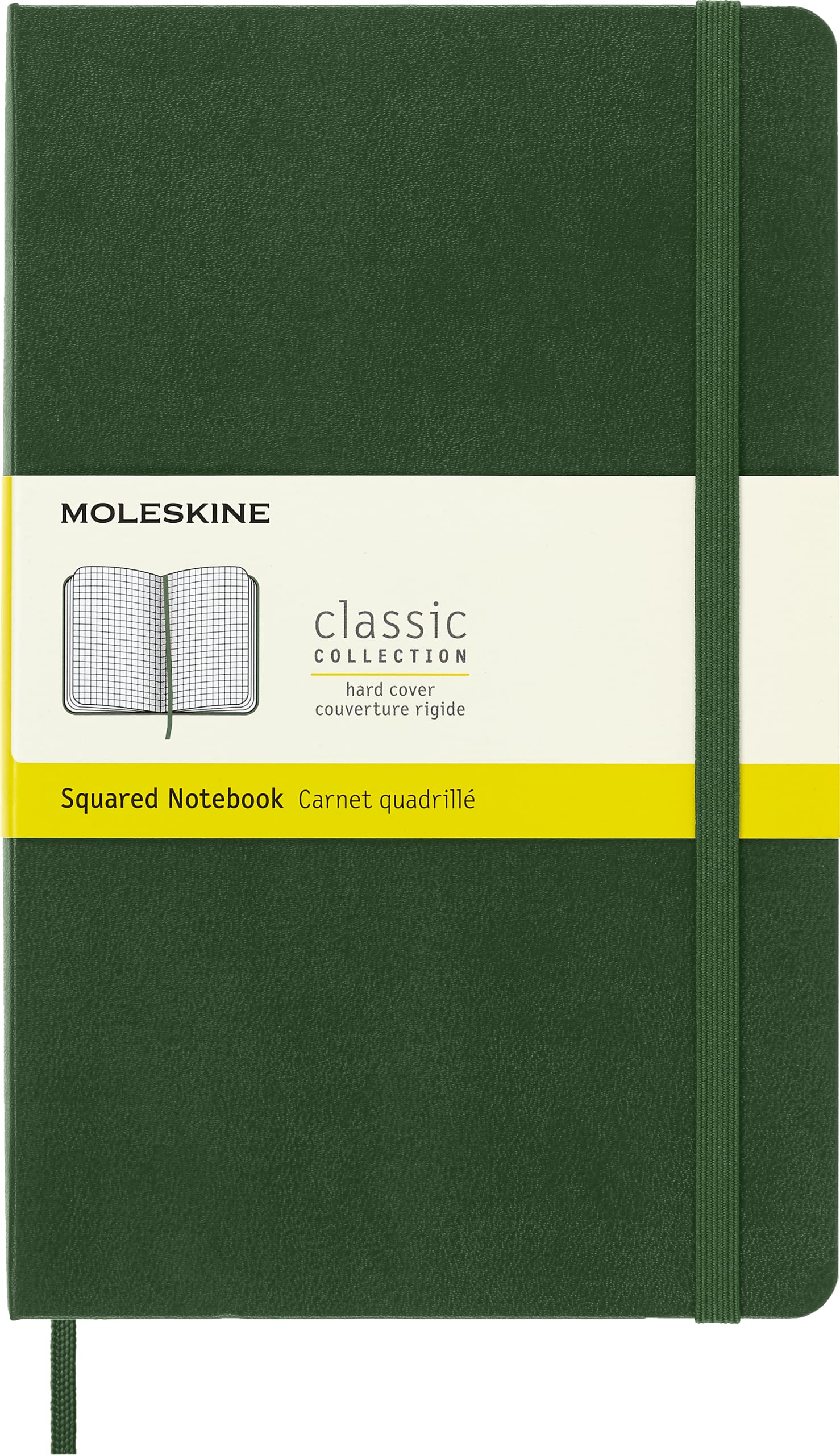 Moleskine Classic Squared Paper Notebook, Hard Cover and Elastic Closure Journal, Color Myrtle Green, Size Large 13 x 21 cm, 240 Pages