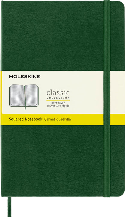 Moleskine Classic Squared Paper Notebook, Hard Cover and Elastic Closure Journal, Color Myrtle Green, Size Large 13 x 21 cm, 240 Pages