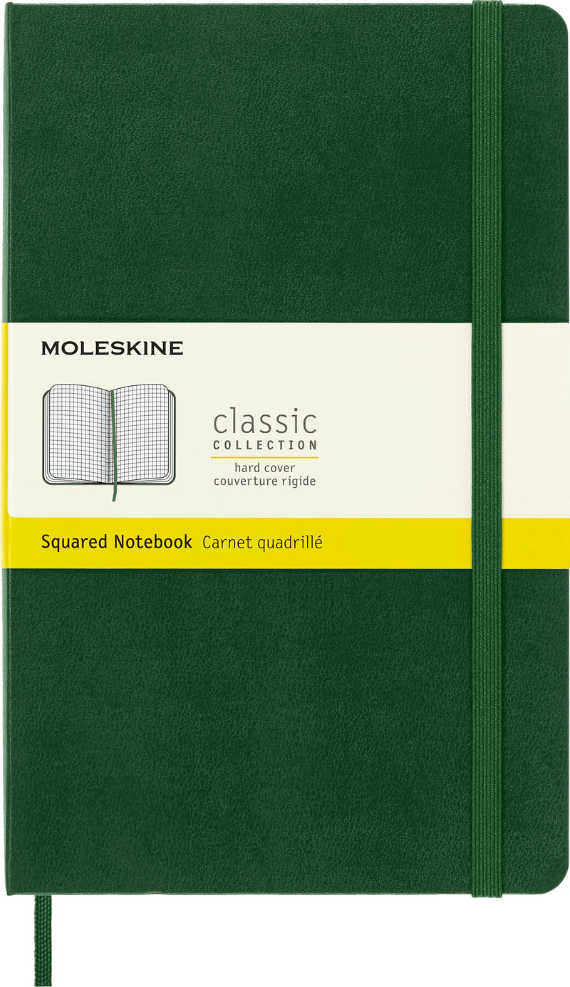 Moleskine Classic Squared Paper Notebook, Hard Cover and Elastic Closure Journal, Color Myrtle Green, Size Large 13 x 21 cm, 240 Pages