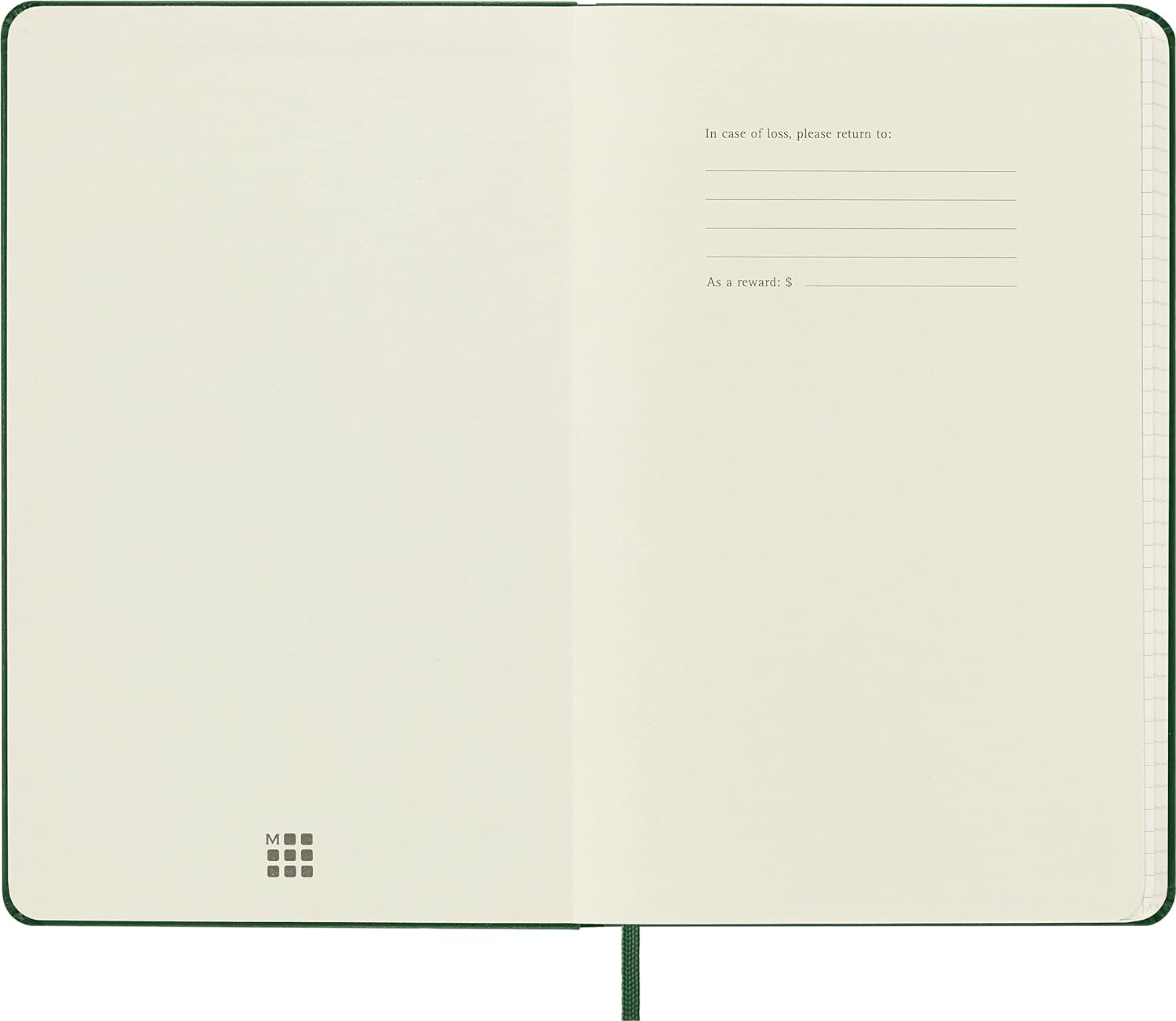 Moleskine Classic Squared Paper Notebook, Hard Cover and Elastic Closure Journal, Color Myrtle Green, Size Large 13 x 21 cm, 240 Pages