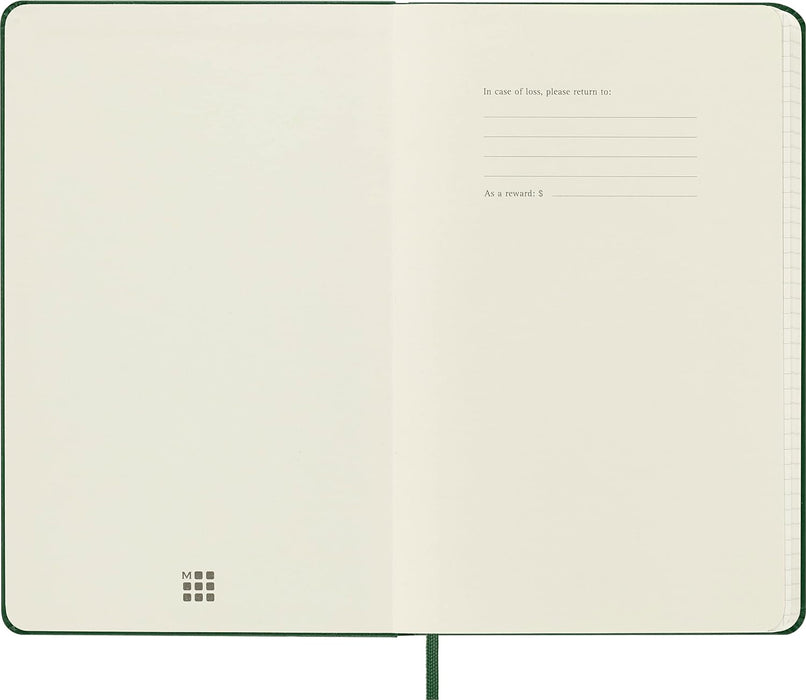 Moleskine Classic Squared Paper Notebook, Hard Cover and Elastic Closure Journal, Color Myrtle Green, Size Large 13 x 21 cm, 240 Pages