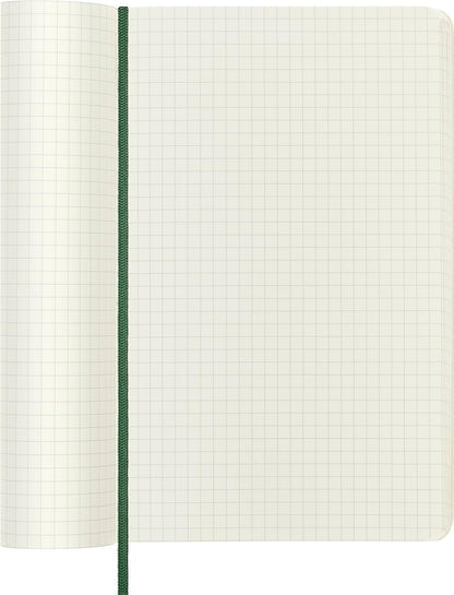 Moleskine Classic Squared Paper Notebook - Soft Cover and Elastic Closure Journal - Color Myrtle Green - Large 13 x 21 A5 - 192 Pages