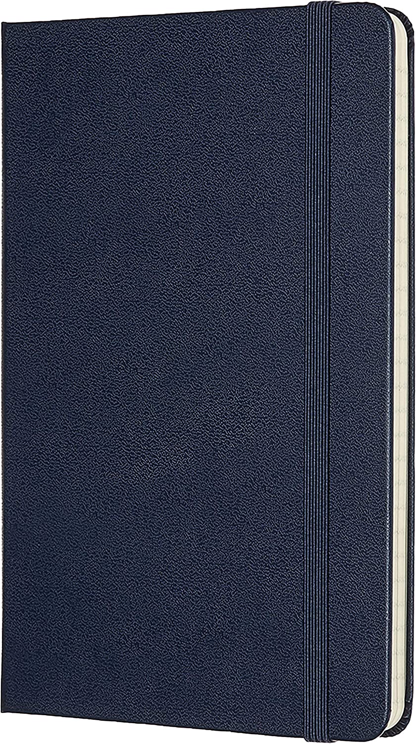 Moleskine Classic Ruled Paper Notebook, Hard Cover and Elastic Closure Journal, Color Sapphire Blue, Size Medium 11.5 x 18 cm, 208 Pages