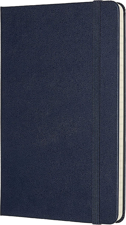 Moleskine Classic Ruled Paper Notebook, Hard Cover and Elastic Closure Journal, Color Sapphire Blue, Size Medium 11.5 x 18 cm, 208 Pages