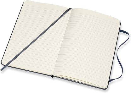 Moleskine Classic Ruled Paper Notebook, Hard Cover and Elastic Closure Journal, Color Sapphire Blue, Size Medium 11.5 x 18 cm, 208 Pages