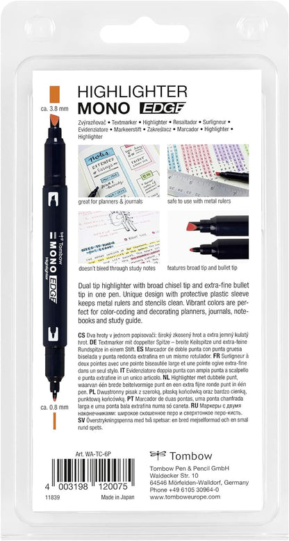 Tombow WA-TC-6P Mono Edge - Rotulador (6 unidades, 180 x 10 x 2 cm)
