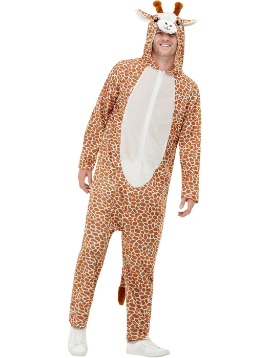 Smiffys Giraffe Costume, Brown with Hooded Jumpsuit, Party Animals Fancy Dress, Animal Dress Up Costumes