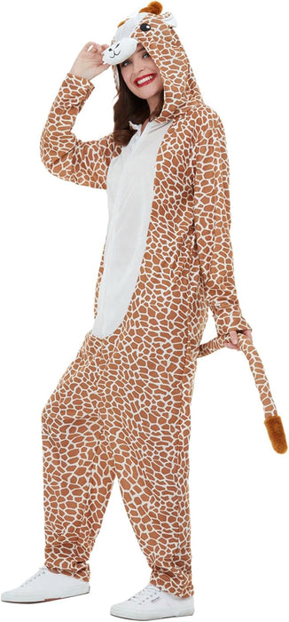 Smiffys Giraffe Costume, Brown with Hooded Jumpsuit, Party Animals Fancy Dress, Animal Dress Up Costumes